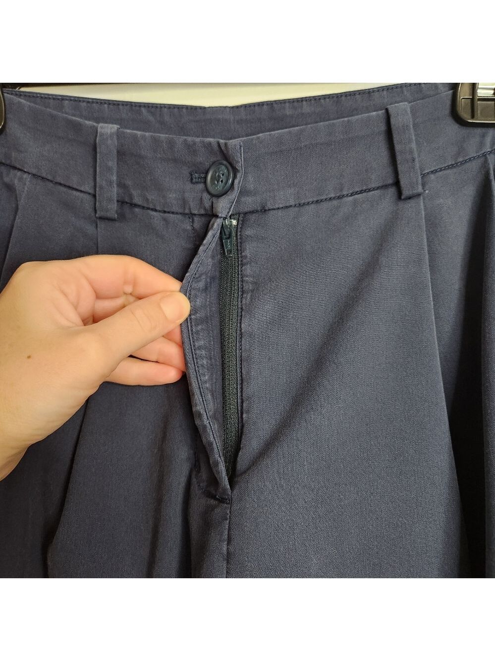Kit + Ace Navy Blue High Waist Pleated Taper Leg Trouser Pants Size 8 - Picture 5 of 15
